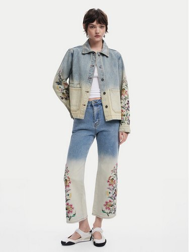 Desigual Džínsy Texas 25swdd01 Modrá Straight Fit